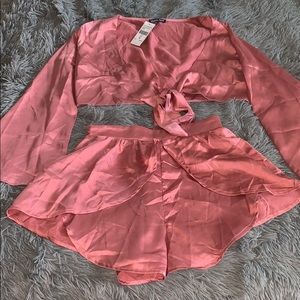 Rose color matching short set